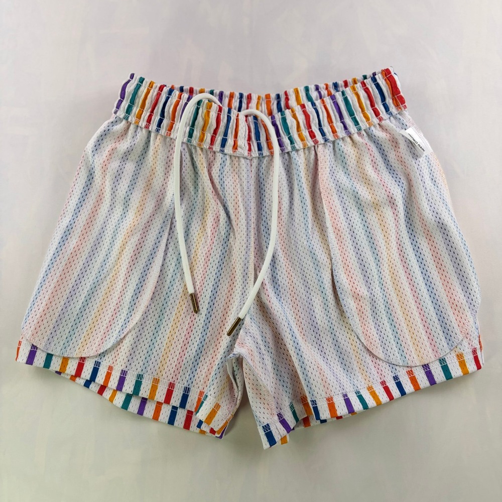 Ryoko Rain Striped Mesh Basketball Gym Shorts Mens XS Multi Color Butterfly Logo - Picture 6 of 13